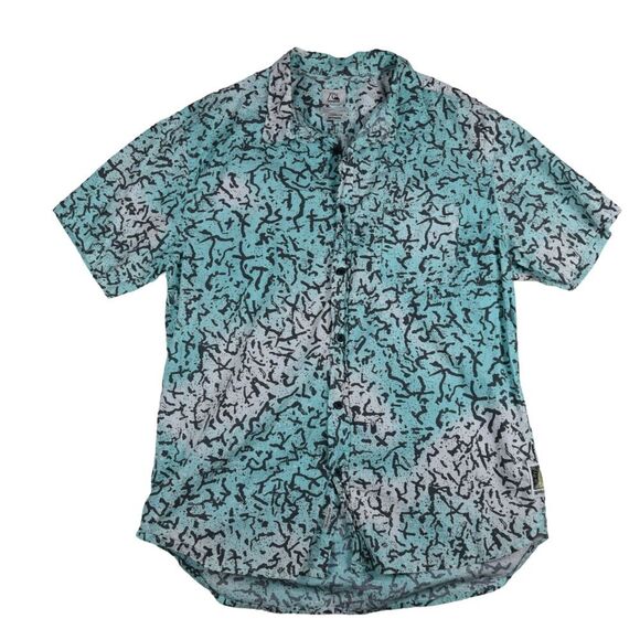 Quiksilver Mens Throwback Oldskool Surf Shirt  Short Sleeve Modern Fit 90s y2k L - Picture 1 of 9